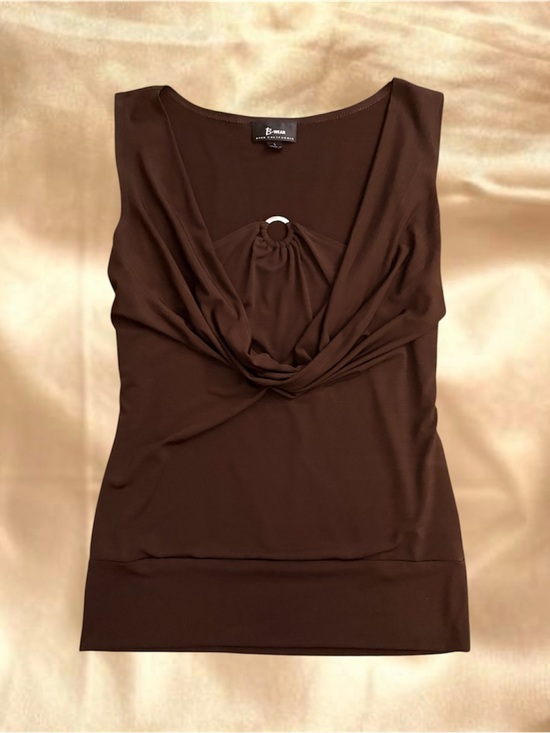 Bwear Tops - Y2K Brown Cowl Neck Top- Size L